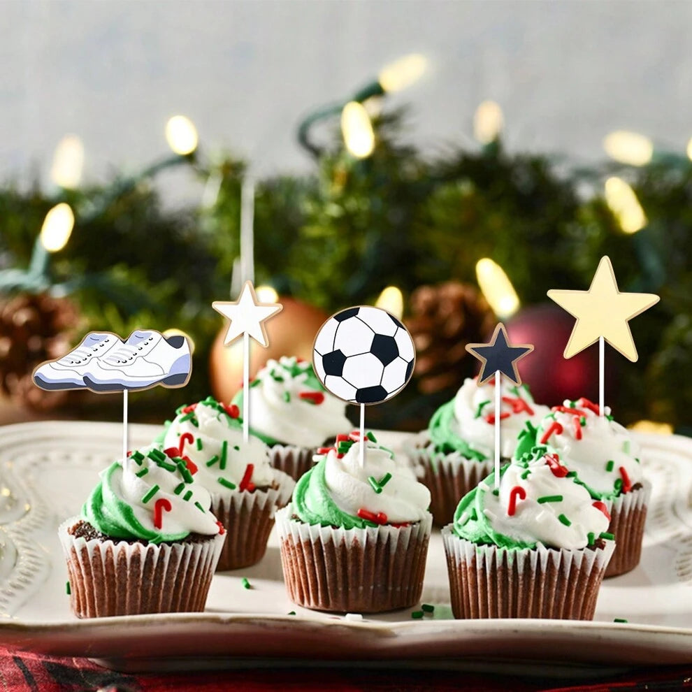 4/5pcs World Cup Football Themed Cupcake Decoration Plugin, Birthday Party Baked Dessert Decoration