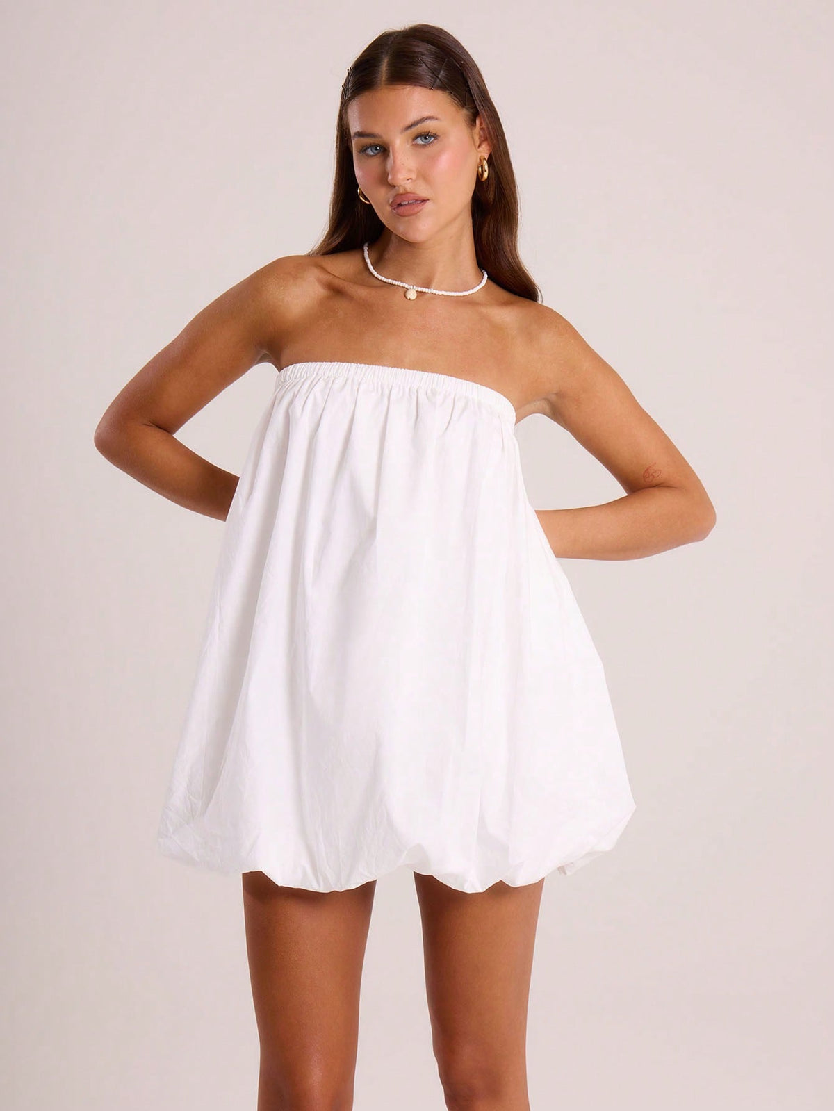 MUSERA Bandeau Puff Ball Mini Dress