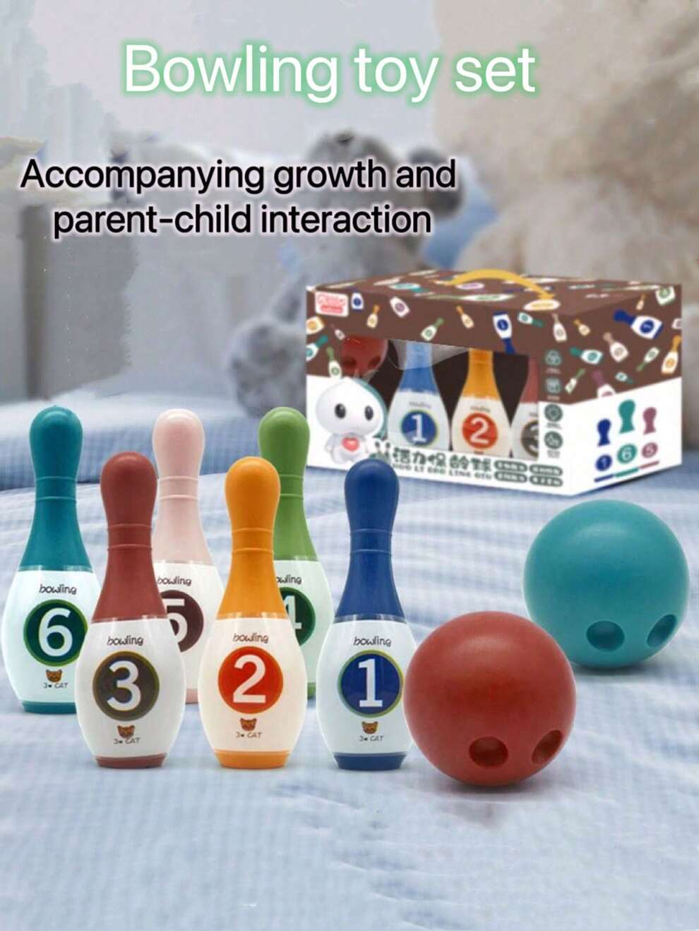 1Set Children's Bowling Interactive Indoor Sports Games, Kindergarten Parent-Child Ball Toys