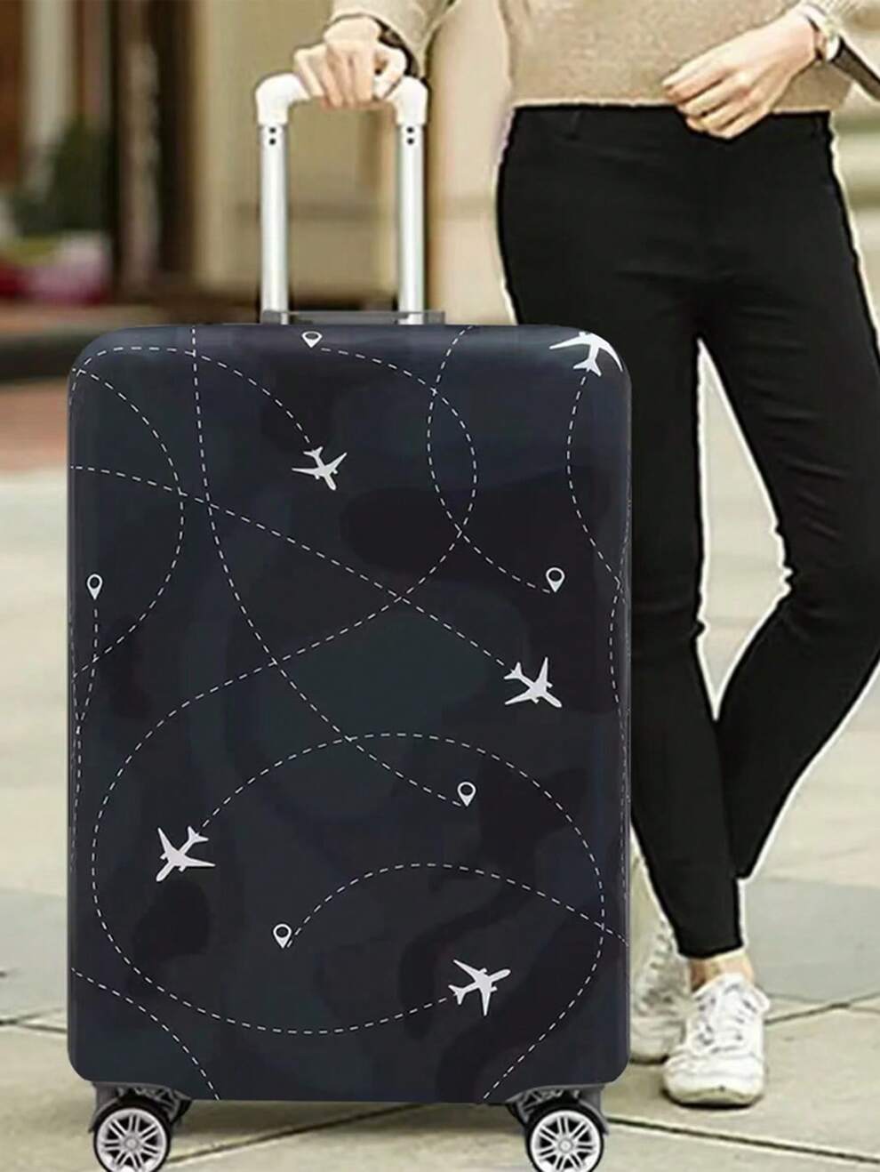 Luggage Protective Elastic Dust For 18-32 Inch Elastic Airplane Travel Graphic Pattern Bag Suitcase Covers Trolley Cover Travel Accessories