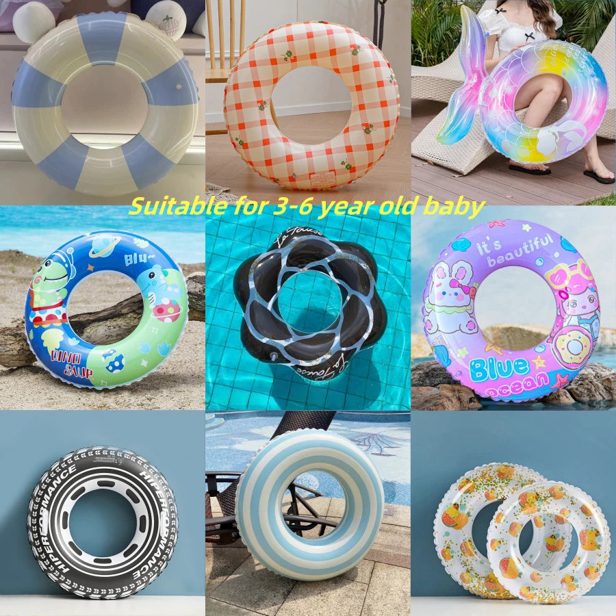 9 Fashionable Children's Swimming Rings, Beach Party Pool Armpit Swimming Rings, Thick PVC Material, Suitable For 5-9 Years Old 40-90 Kg Baby Use