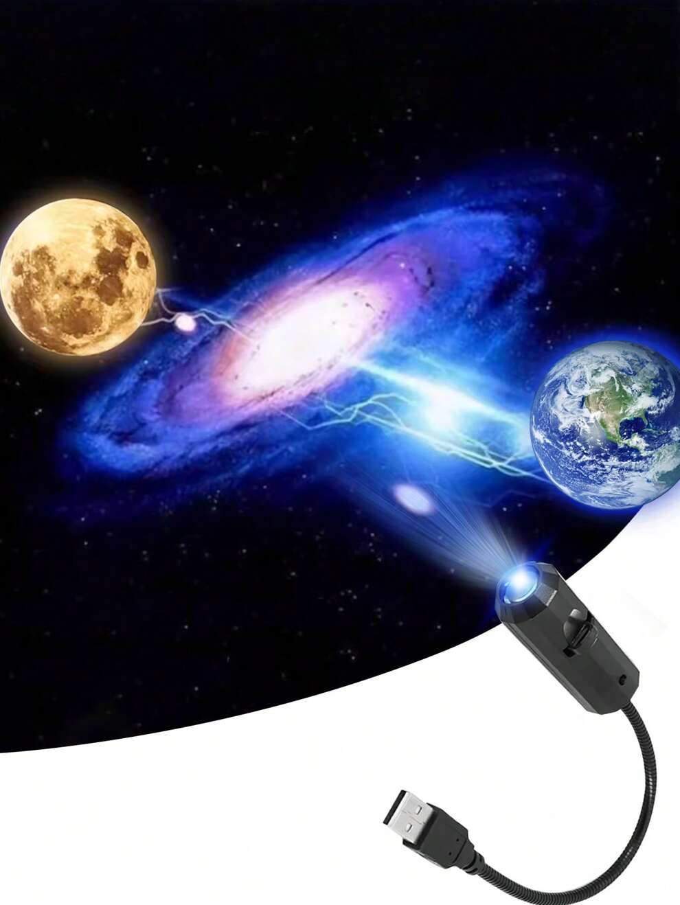 1pc Mini USB Moon Projector LED Earth And Galaxy Lamp For Home Atmosphere Lighting, Room Decoration, Wall Gift, Night Light