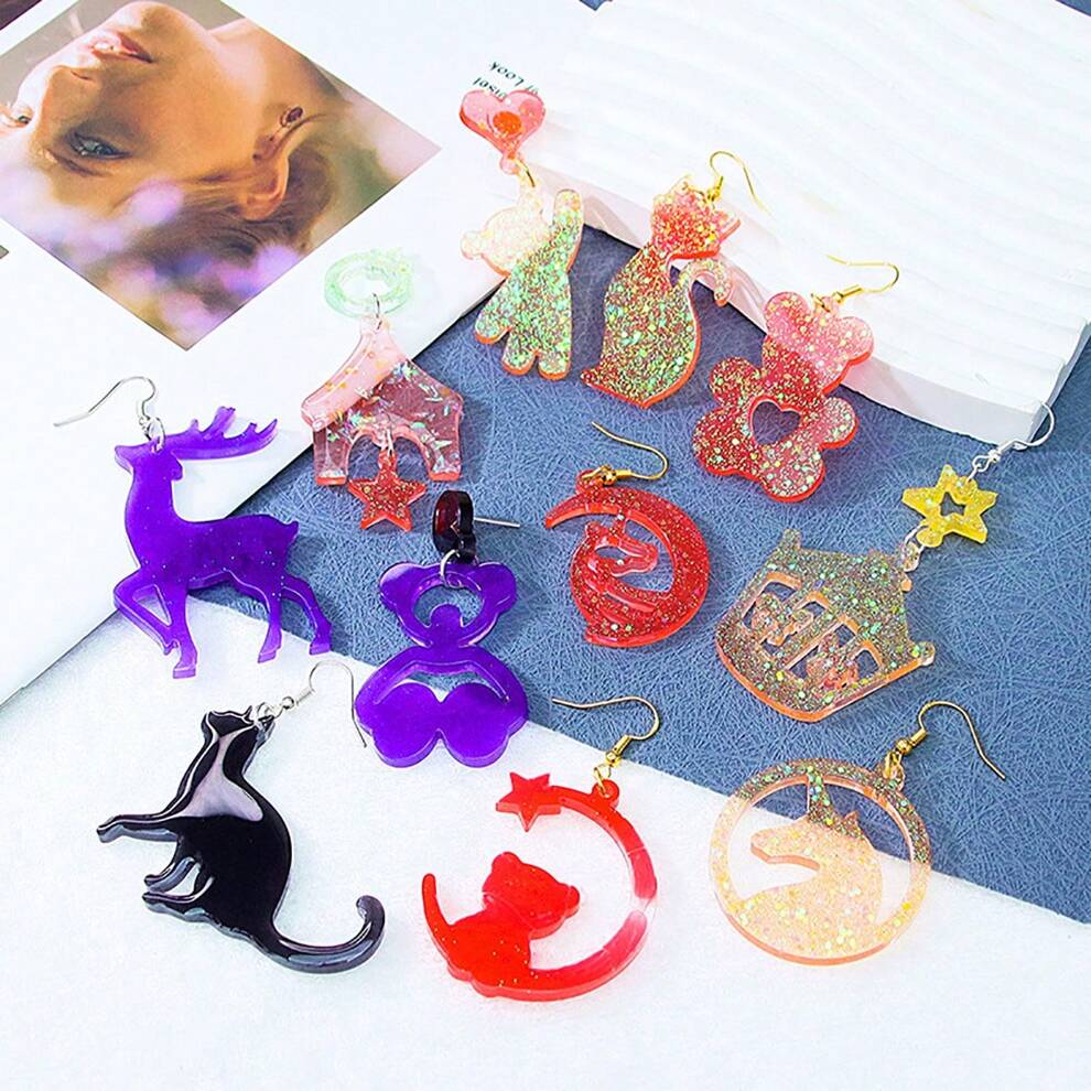 1pc DIY Crystal Drop Glue Pendant Earring Silicone Mold Epoxy Resin Unicorn Cat Earrings Mould