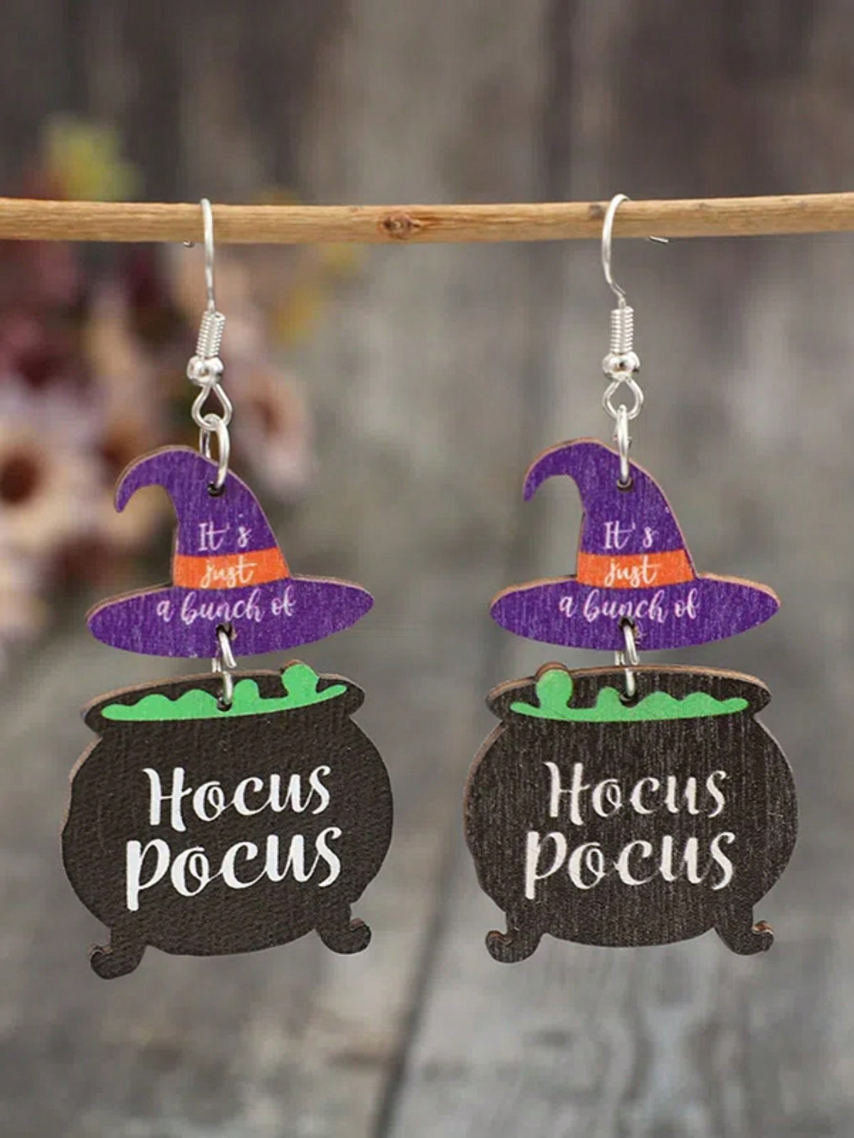 New Halloween Party  Hat & Alphabet Potion Pot Dangle Earrings Set For Women