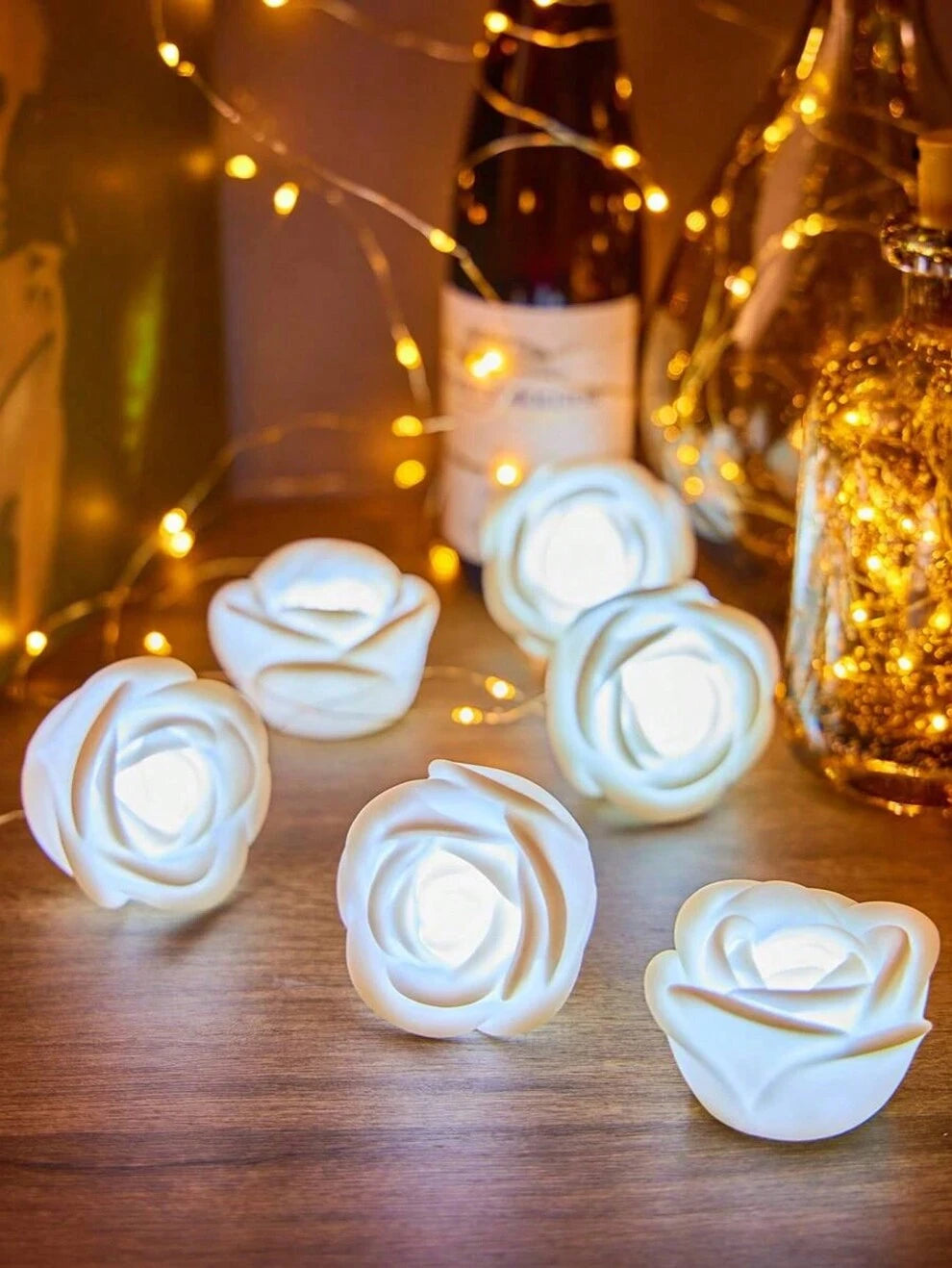 1/5pcs LED Rose Shaped Night Light, Decorative Atmosphere Lamp, Suitable For Wedding, Valentine's Day, Party, Bedroom Decor