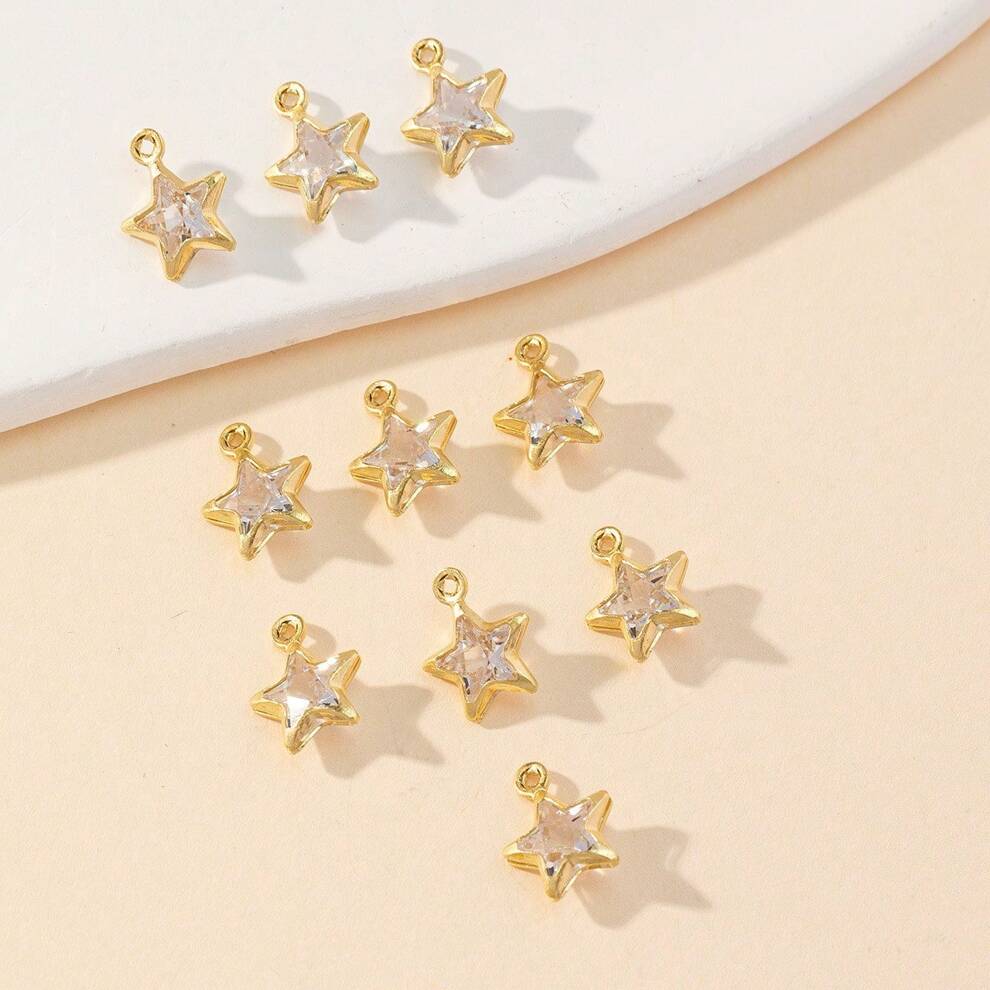 10pcs Pentagram Pendant Star White Matching Accessories Necklace Pendant Making DIY Fashion Small Accessories, Al-Fitr Decoration