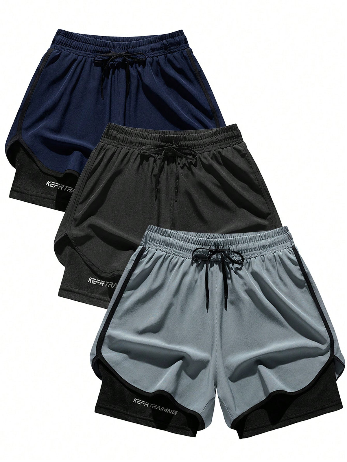 3pcs Men's Summer Ice Silk Sports Quick-Drying Capri Pants