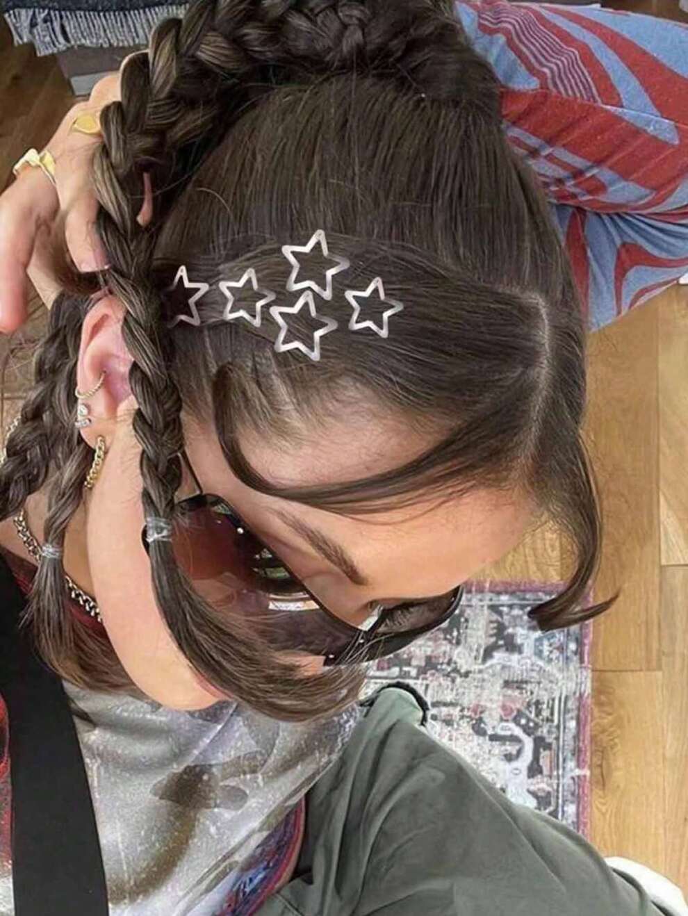 30pcs Star Hairpin 2000s Y2K Snap Hairpin Non-Slip Star Hair Accessories Silver Metal Hairpin Suitable For Street Headwear