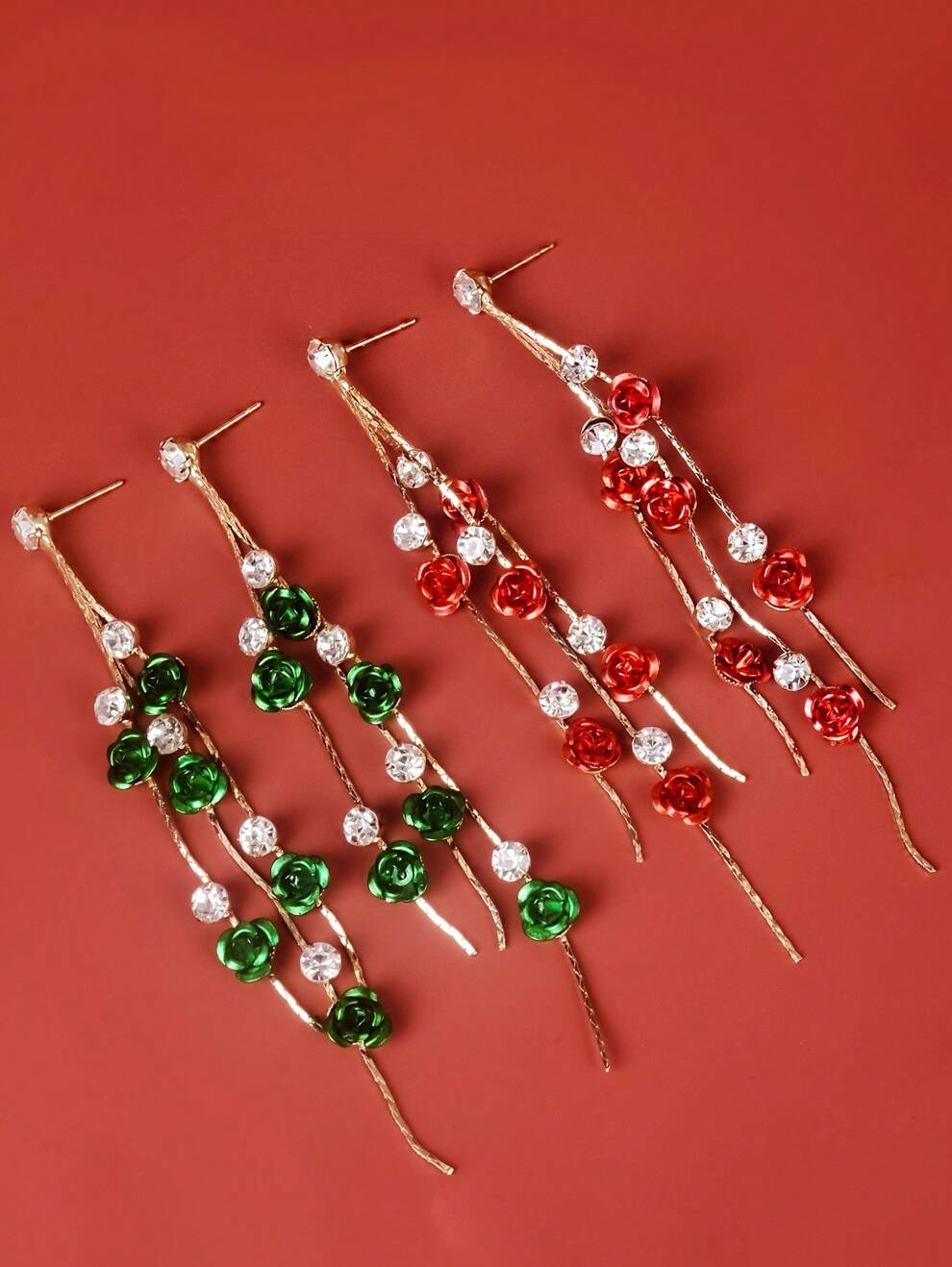 1pair Fashionable Rose Flower Shaped Earrings For Women, Versatile Accessory For Holidays