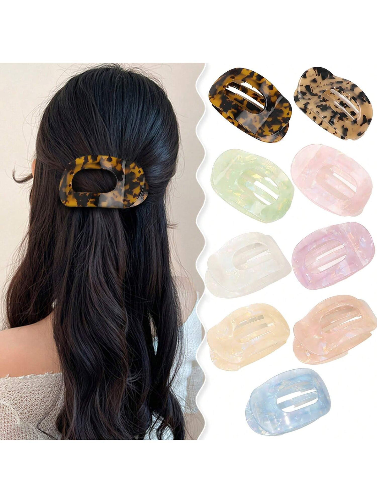 1pc Flat Round Hair Clip, Suitable For Half Tied Hair, Hair Bun, Hair Claw Hair Accessory