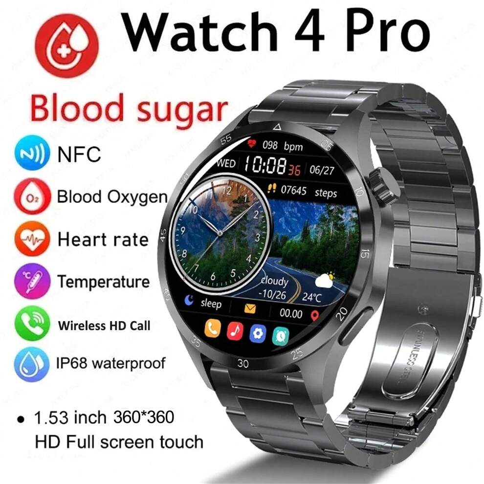 1pc GUHUAVMI 2023 New Sports Fitness Smart Watch GT4 Pro Plus+ Men 1.53 Inch 360 * 360 HD Screen NFC Wireless Call AI Voice Assistant GPS Motion Tracking Compass Smartwatch IP68 Waterproof Smart Watch