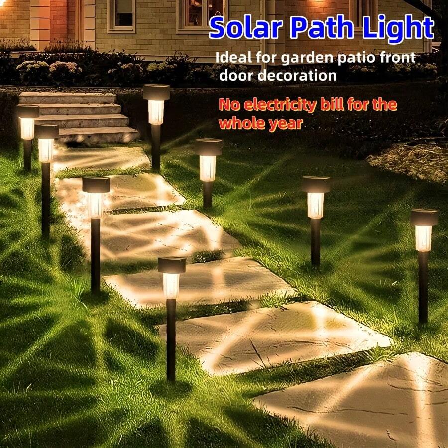 10pcs/1pc Solar Powered Plastic Tube Light, Waterproof Ground Insert Lamp For Villa, Garden, Courtyard Decoration, Outdoor Ambient Lighting, Lawn Lamp. Suitable For Rural Courtyard Decor