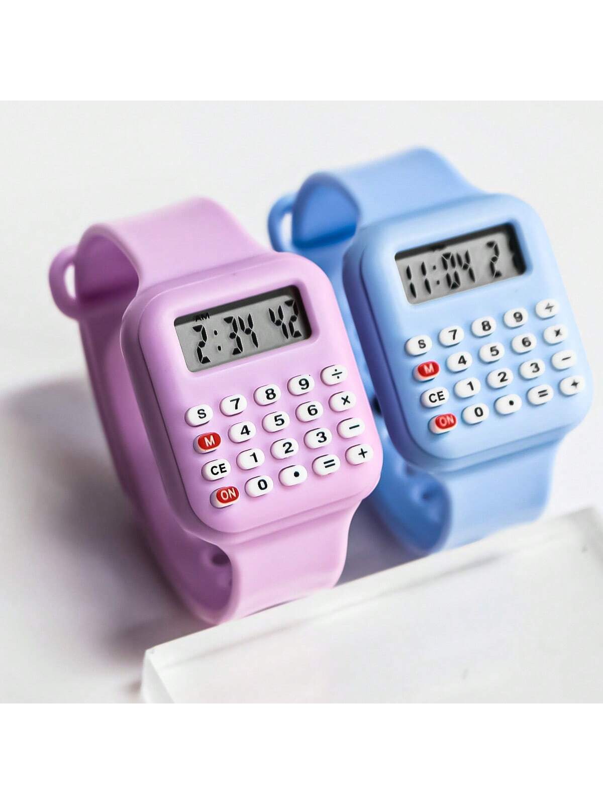 1pc Colorful Mini Calculator Watch With Stopwatch Function, Creative 8-Digit Computer Watch