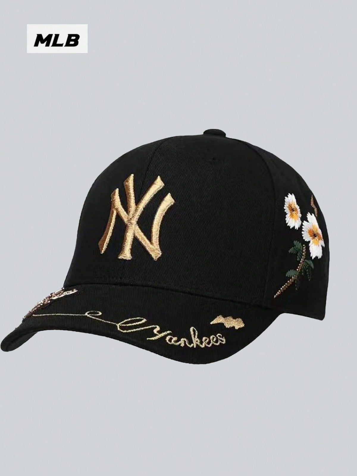 1pc Unisex Floral & Letter Embroidered Baseball Cap