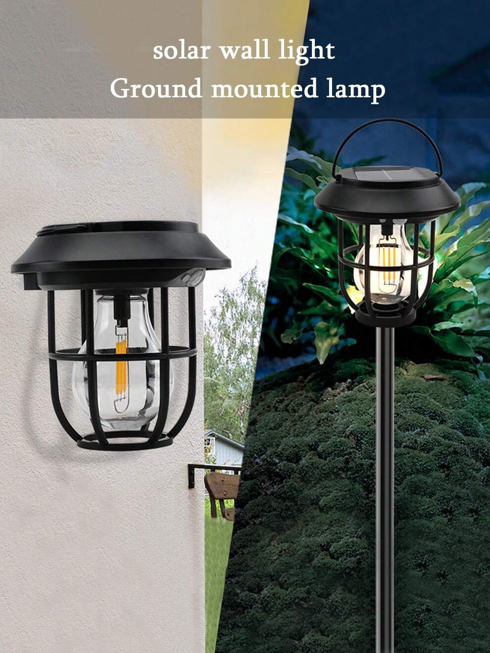 Solar Camping Lantern Chinese Style Courtyard, Villa, Park Tungsten Filament Lamp Portable Wall-Mounted Ambience Lamp Landscape Decoration Outdoor Waterproof Lightning-Proof Wind-Proof Lawn Lamp