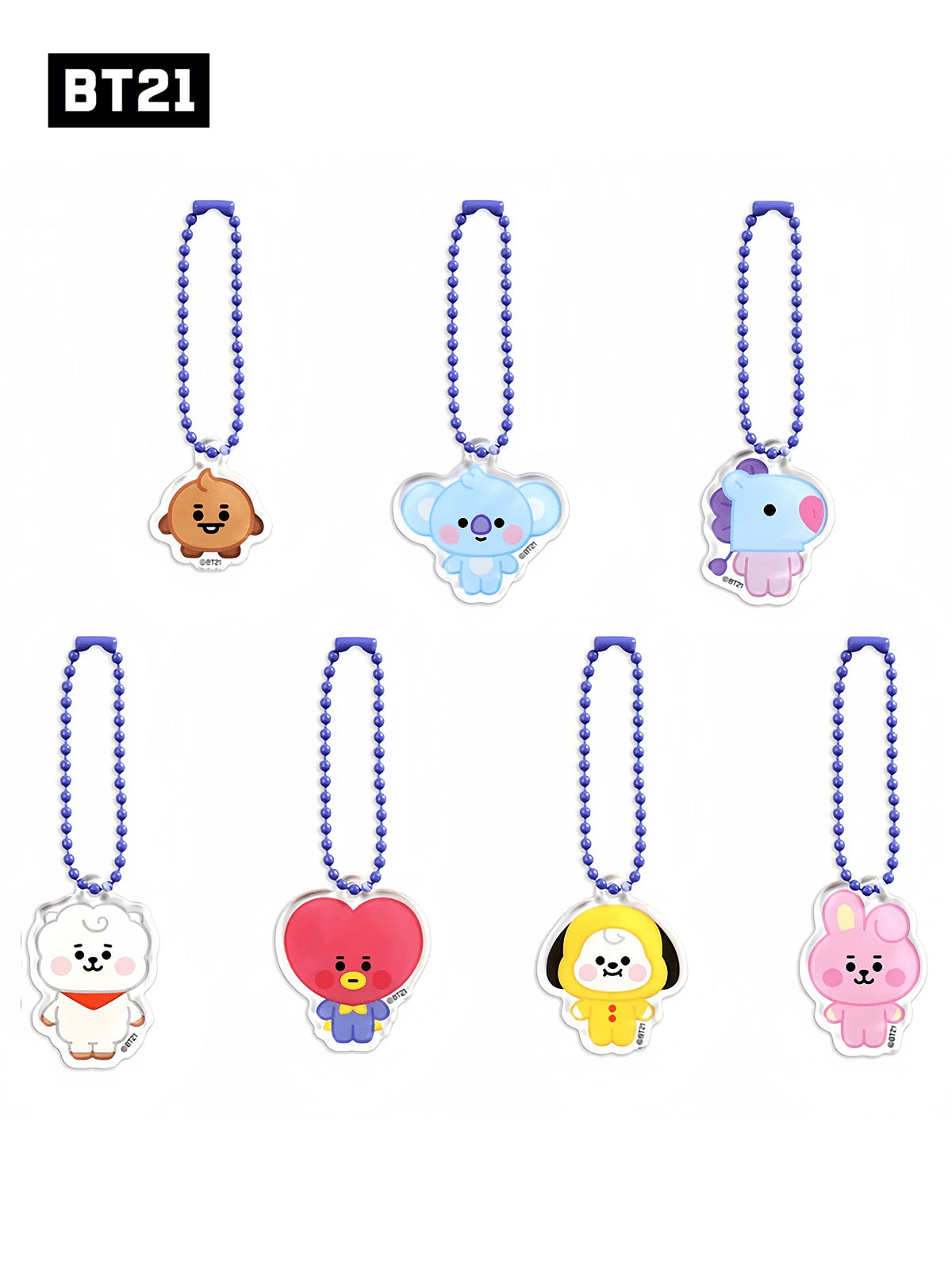 1pc Acrylic BT21 Officially Licensed Cartoon Keychain: Featuring Characters RJ, SHOOKY, KOYA, MANG, CHIMMY, TATA, COOKY. 'BABY' Pendant For Bag Accessories, Funny Jewelry, And Fans Gifts. Ideal For Bo