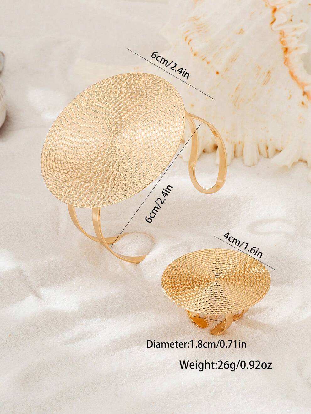 Fingerprint Ring Bracelet Set - Gold