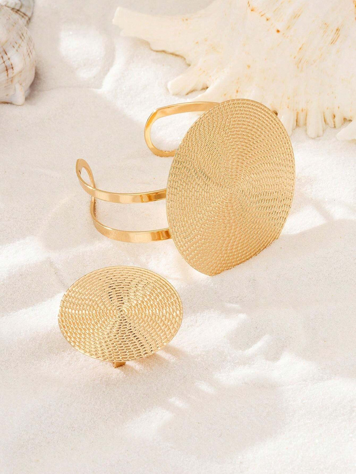 Fingerprint Ring Bracelet Set - Gold