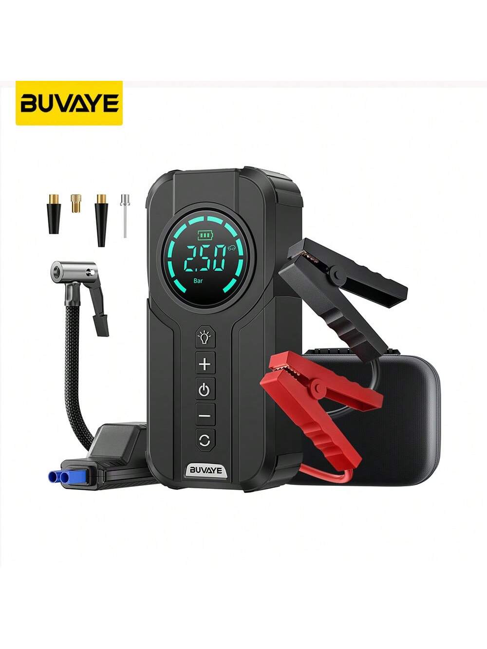 Buvaye BUVAYE 10400mAh Car Jump Starter Air Pump Portable Air Compressor Multi-Function Tire Inflator Auto Portable Battery Starter With EVA Bag