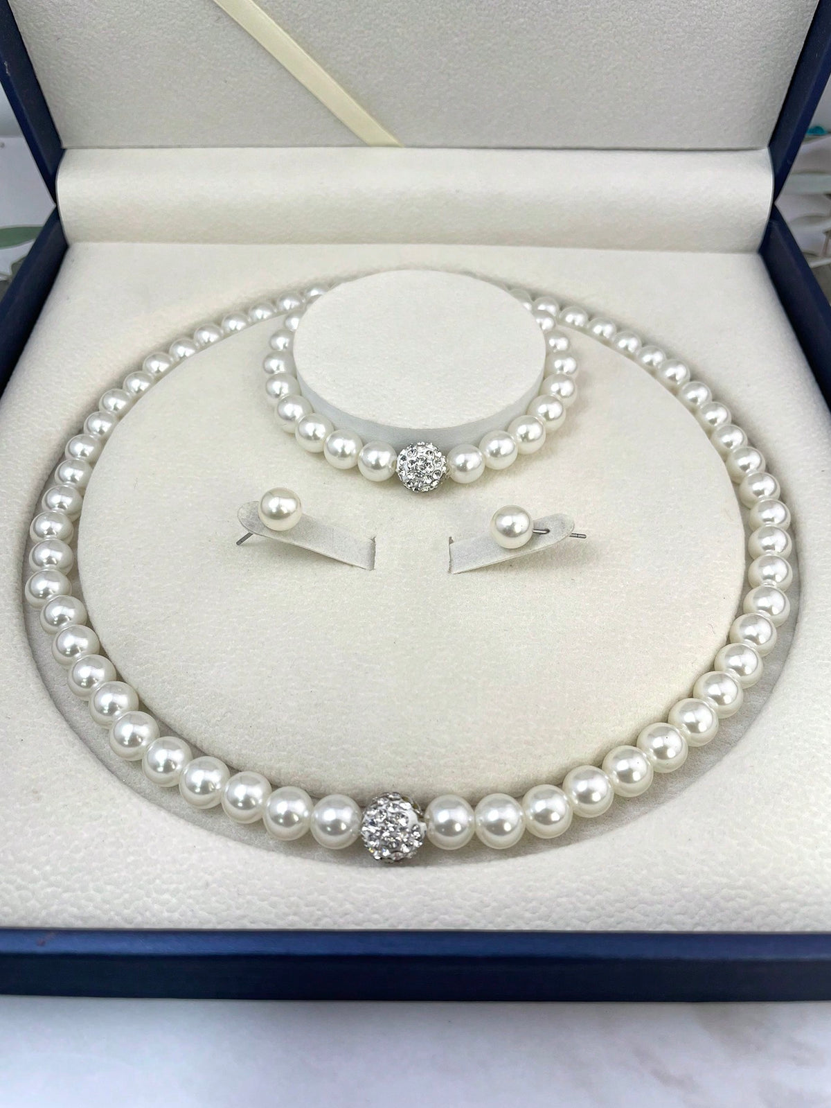 4pcs/Set Pearl Necklace With Matching Earrings And Bracelet Jewelry Set