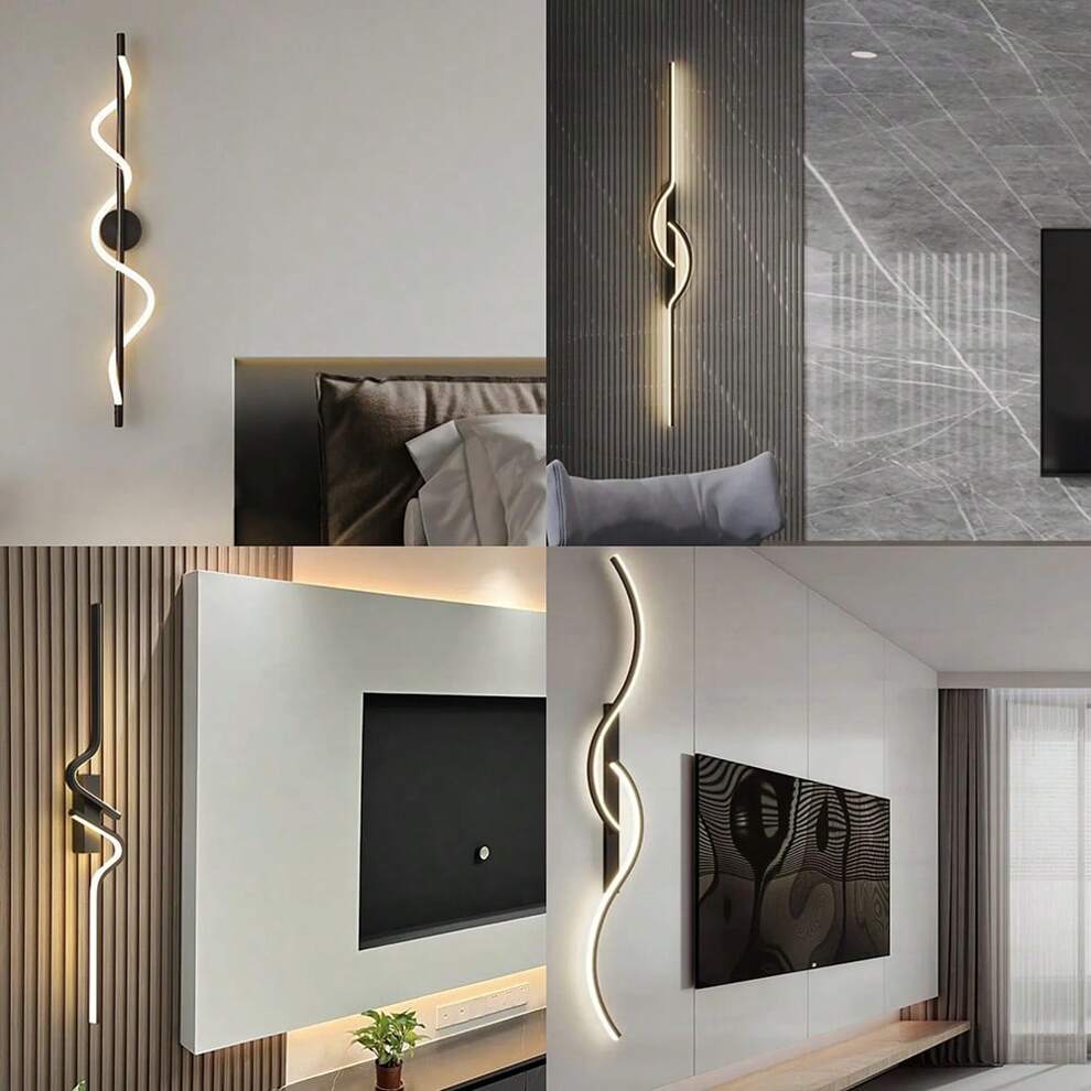 Minimalist Wall Lamp Home Decor Fixtures Warm White Parenthesis Line Wave Wall Lamp With Warm White Bracket Line Wall Lamp For Indoor Lighting Bedroom Black Simplicity Wall Light Decoration Fixtures L