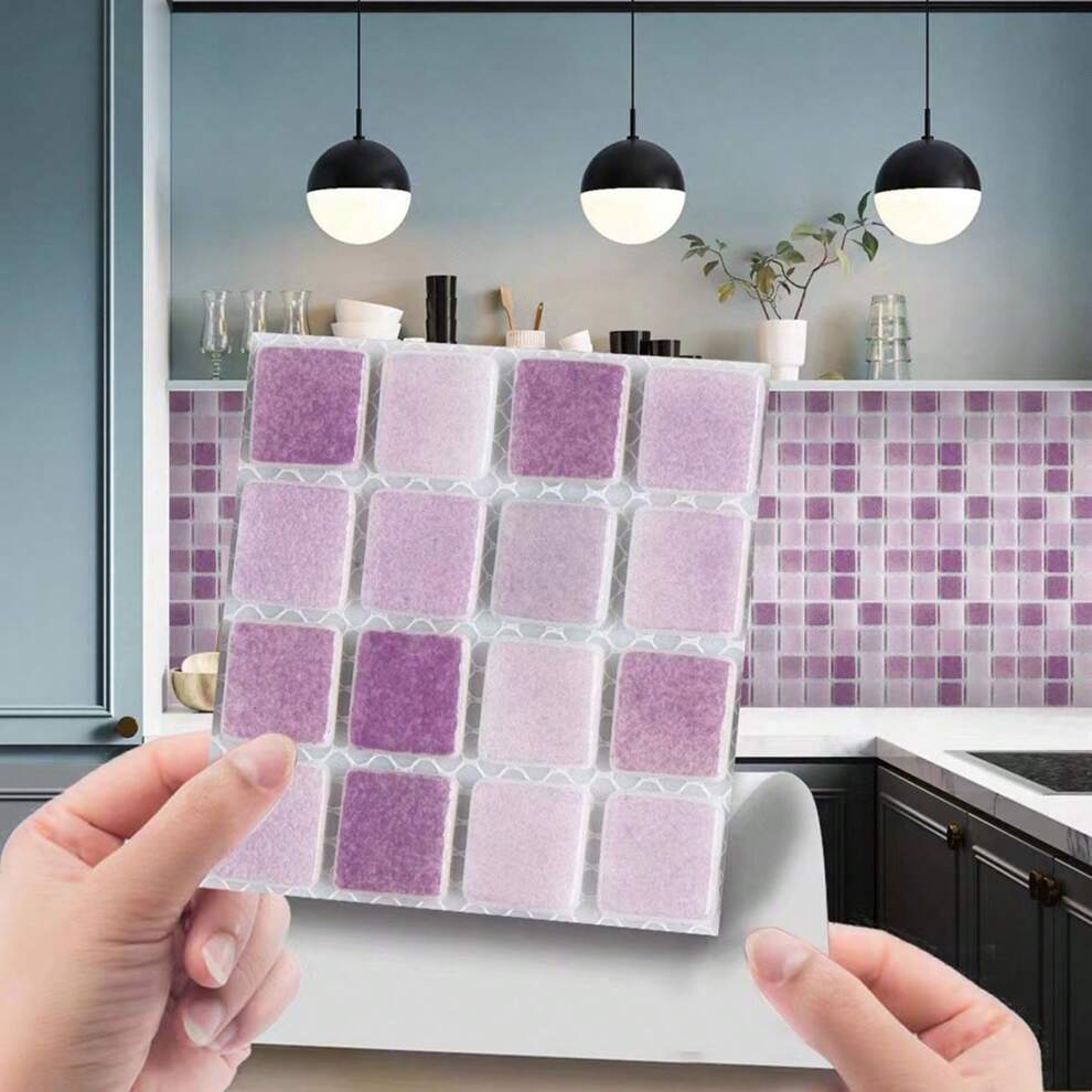 10/20pcs Glossy Ceramic Tile Stickers, Ideal For Home Decor Including Bathroom/Kitchen Sink, Living Room/Balcony, Dining Room/Bar Counter, Background Wall, Removable Waterproof Self-Adhesive Wallpaper