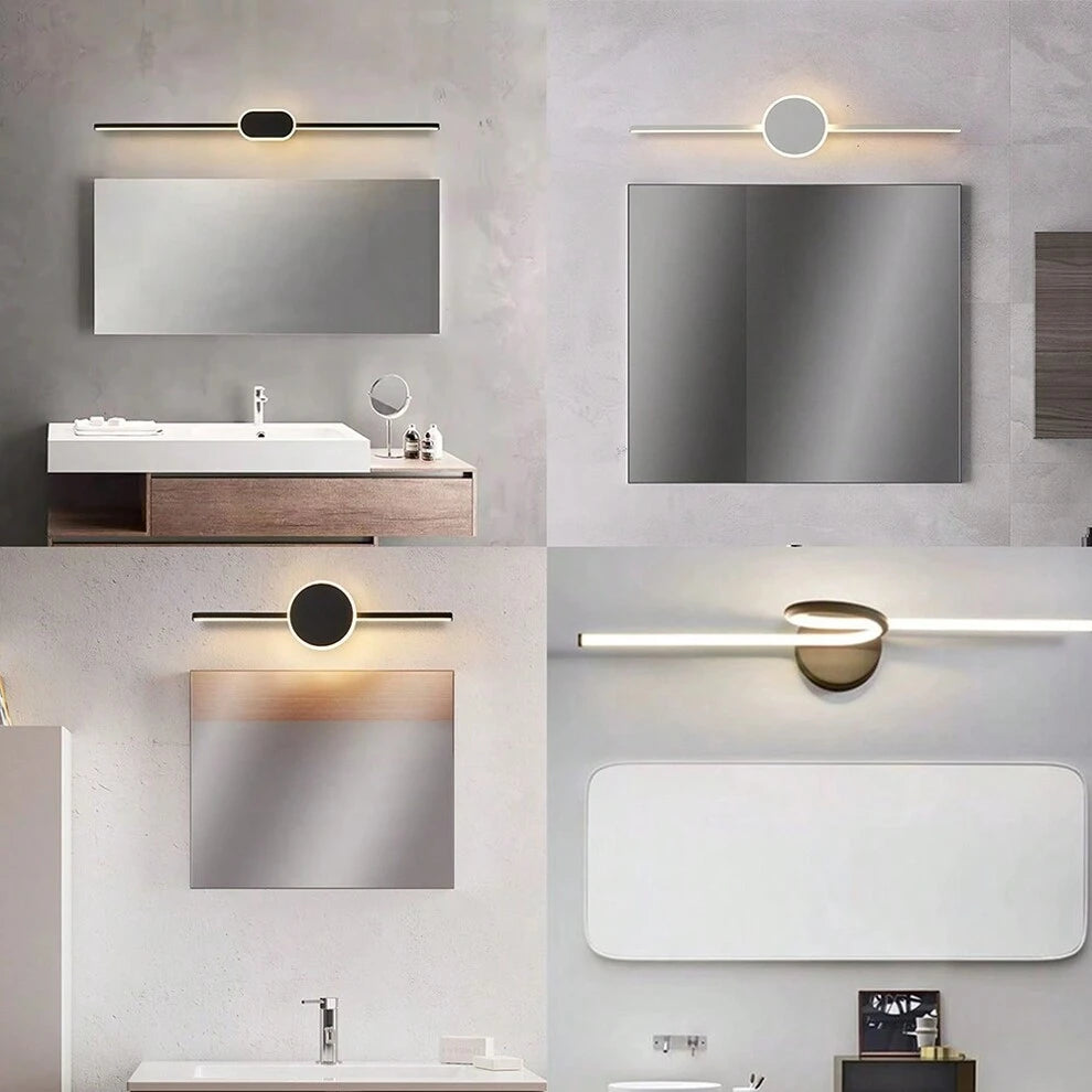 Modern LED Mirror Light Luxury Home Decor White Light/Warm Light Aluminium Wall Lamp Simplicity Black/White Mirror Wall Lamp Decoration Fixtures For Bedroom Living Room Bedside Dining Room Indoor Ligh