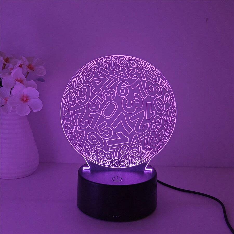 1pc Acrylic Small Table Lamp, Number Shaped Night Light For Bedside, With Base In 7-Colors (Black Base With Cracked Pattern Decoration And Warm White LED Light)