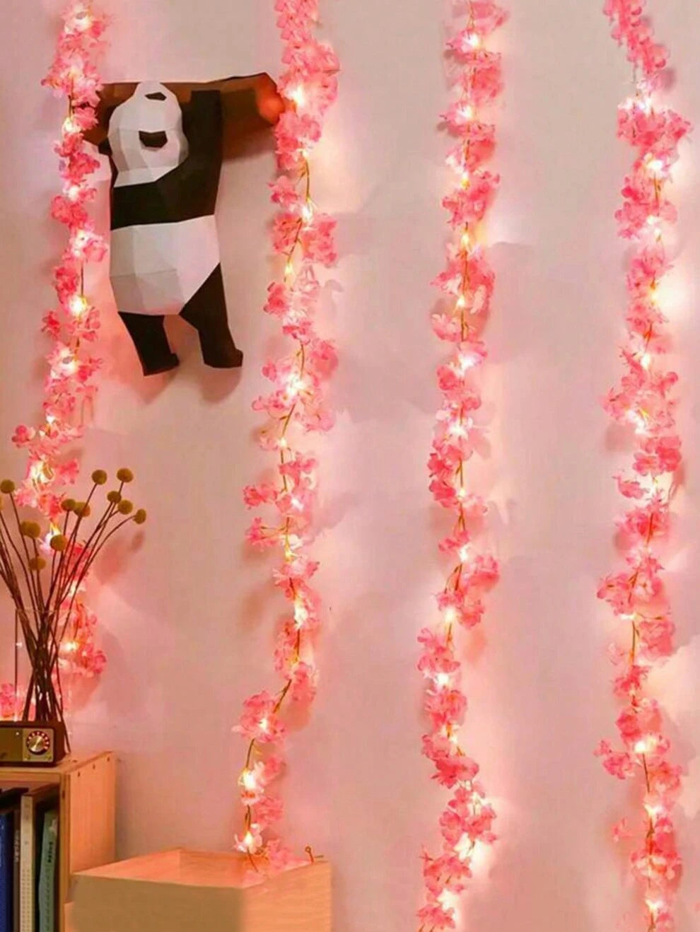 1pc 2M/20LED Pink Cherry Blossom String Light, Fairy Garland Light, Artificial Cherry Blossom Vine Light, Ideal For Indoor Decoration, Festivals, Weddings, Proposals, Parties