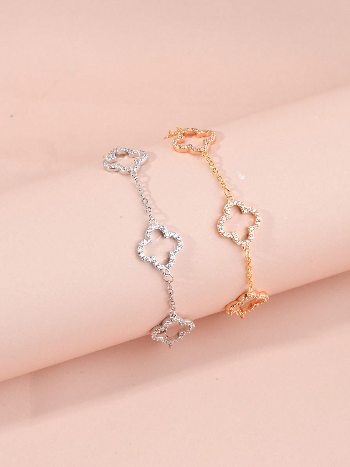 1pc Lucky Four-Leaf Clover Stylish Women's Bracelet With Cubic Zirconia, Surprise Gift For Valentine's Day, Birthday, Mother, Girlfriend, Daughter