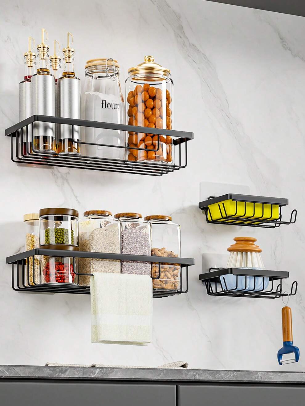 2/3/4pcs Shower Shelf - Hassle-Free Installation, Waterproof & Durable - Space-Saving Corner Storage Rack With Hook - Ideal For Kitchen & Bathroom Organization, Premium Accessories