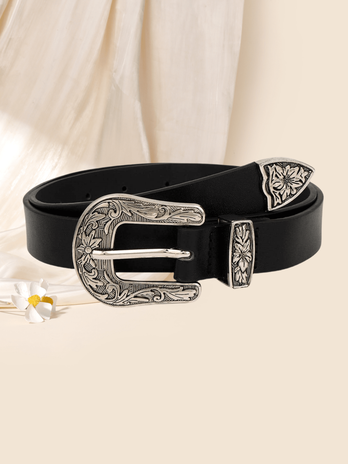 Western Style Buckle Belt For Women, Fashionable And Versatile Decorative Leather Belt