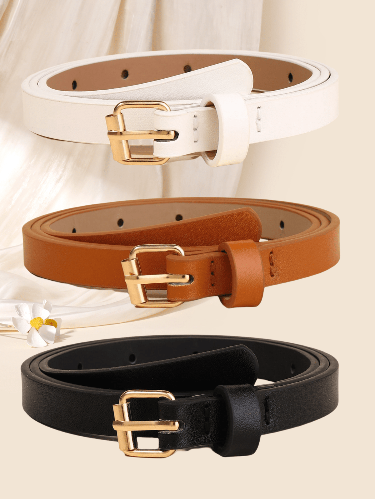 3pcs/Set Square Buckle Women's Fashionable Versatile Decorative Waist Belt