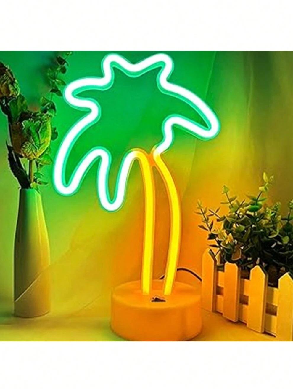 1pc Desktop Neon Green Coconut Two-Color Light, Saudi National Day Decoration, Suitable For Sending Gifts To Friends, Family, Classmates, Home Decoration, Novel Lighting(It Can Be Used With Three Five