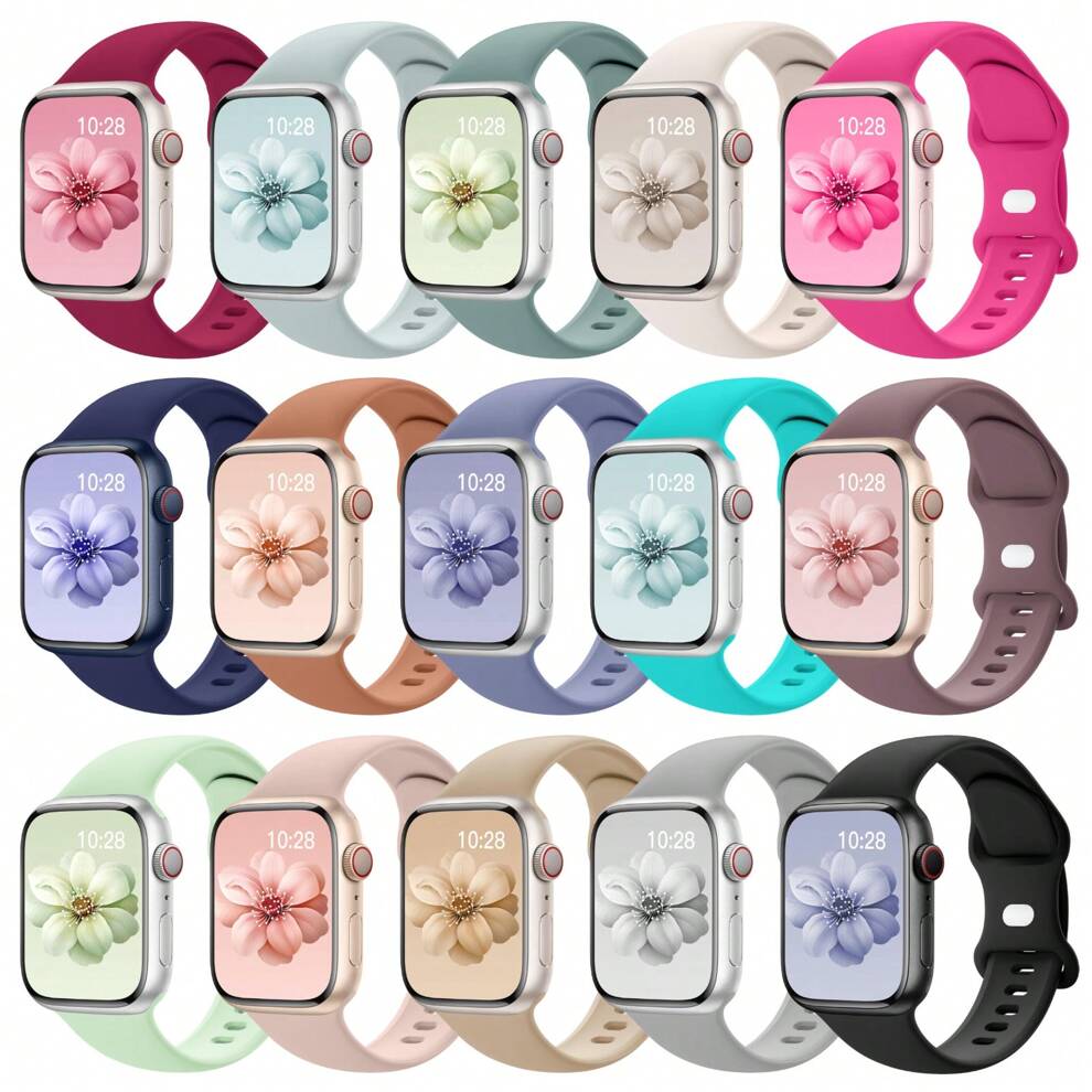 Sport Silicone Band Compatible With Apple Watch Bands 40mm 38mm 41mm 44mm 45mm 42mm 49mm Women Men,Soft Wristband Waterproof Replacement Sport Strap For Bands Series 9 8 7 6 5 4 3 2 1 SE Ultra