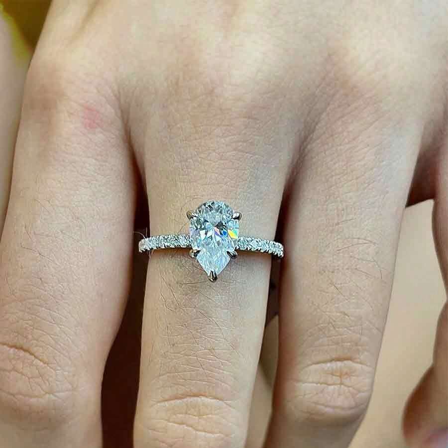 1pc 925 Sterling Silver 18K Gold Plated Teardrop 6*9mm Moissanite Diamond Ring With GRA Certificate, Suitable For Bridal Jewelry