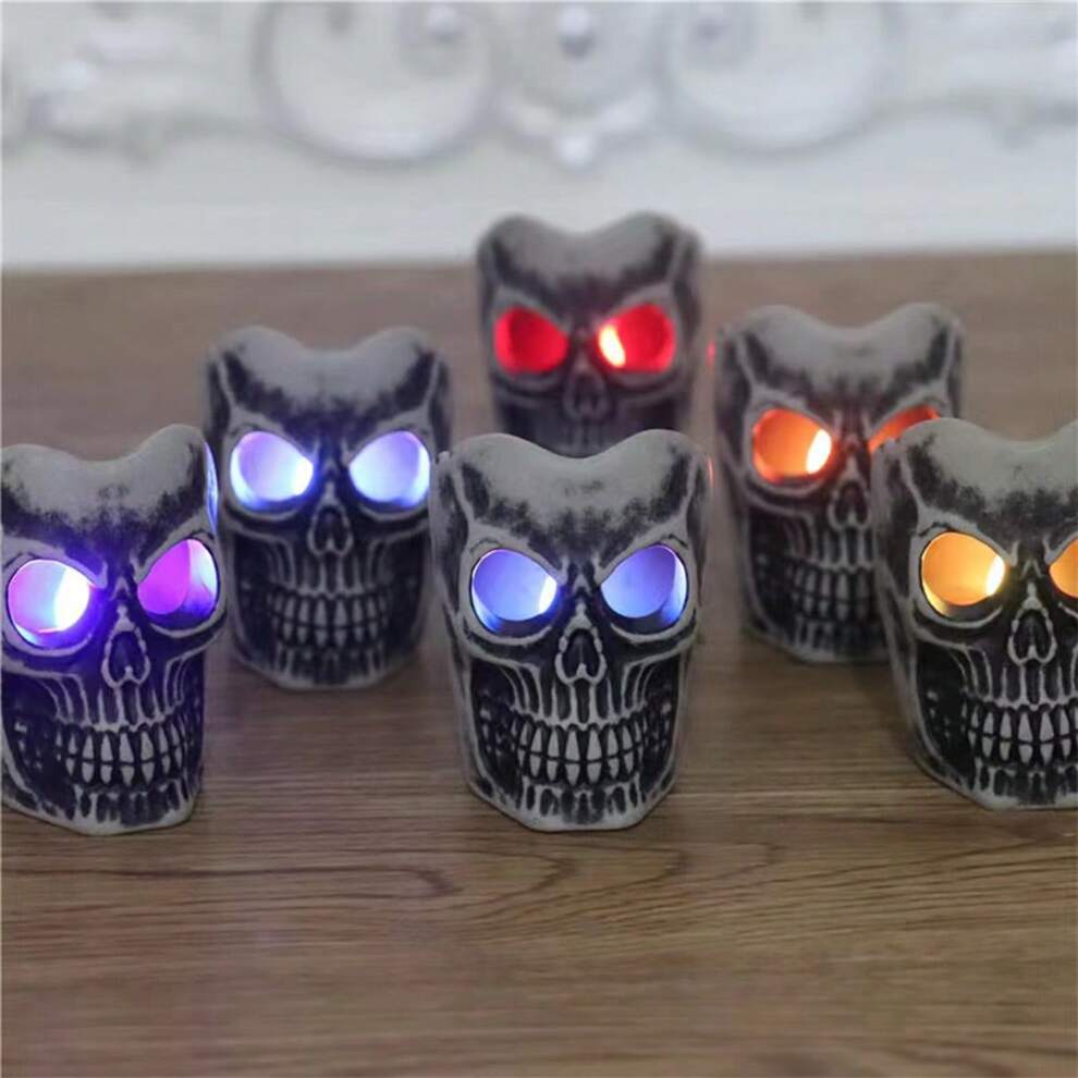 1pc Halloween Skull Electronic Candle Light LED Colorful Glowing Ghost Head Ornament Decoration Prop