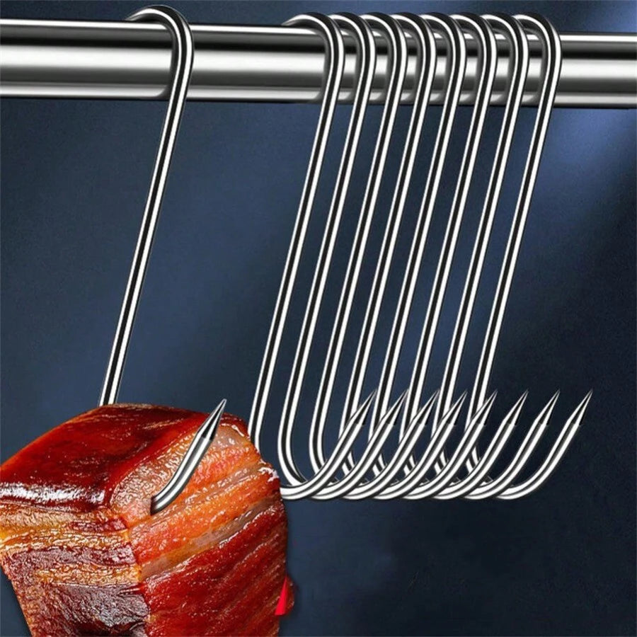 20pcs Stainless Steel Meat Hooks S-Shaped Multi-Function Food Hanging Hooks For Meat, Sausage, Fish, Roast Duck, Roast Chicken, Goose