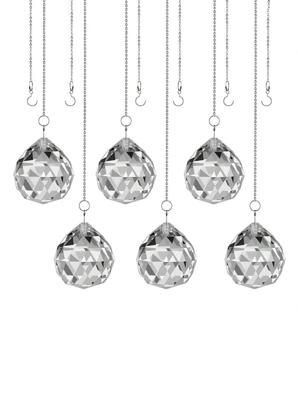 30mm 1/2pcs Transparent Crystal Ball Lighting Accessories Material Fan Chandelier Drawstring Pendant Home Decoration Window Garden Hanging