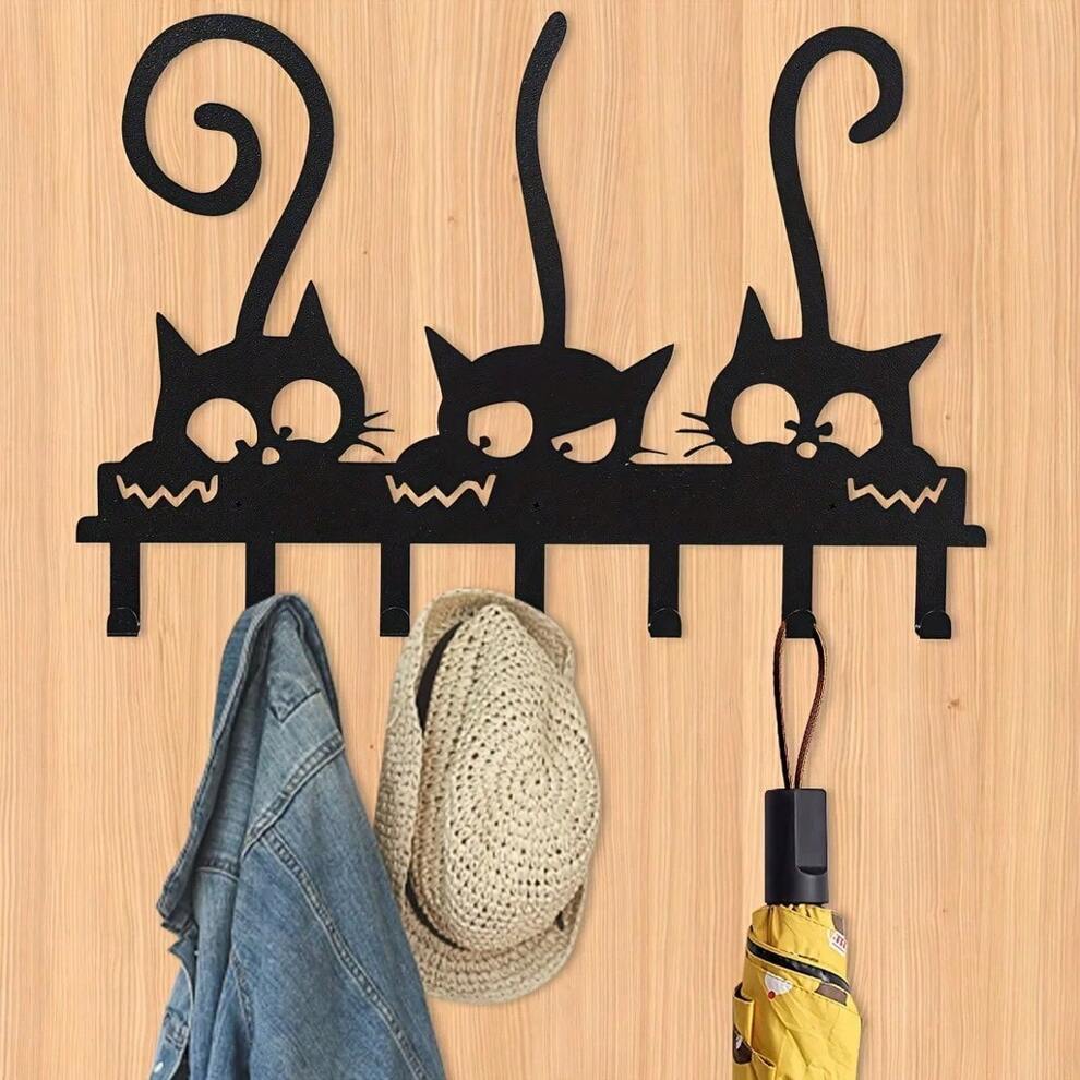 1 Piece Cute Cat Key Rack Wall Mounted Keychain Festive Atmosphere Cat Wall Rack Hook Home Key Hanger Hook