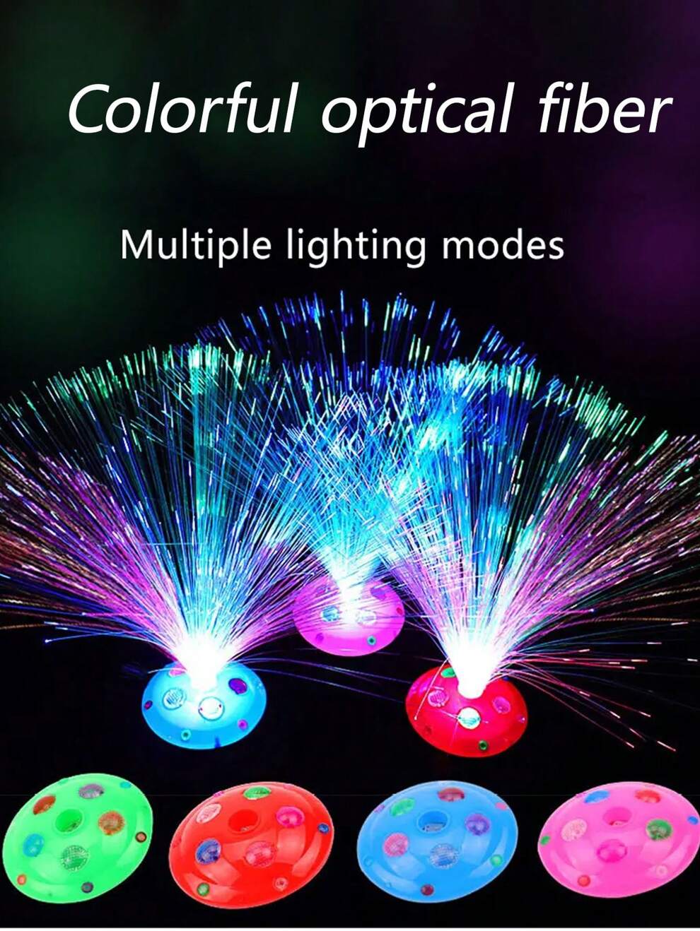 1pc Color Changing Fiber Optic Light LED Atmosphere Light LED Decorative Light 4 Random Color Base Suitable For Room Wedding Festival Table Party