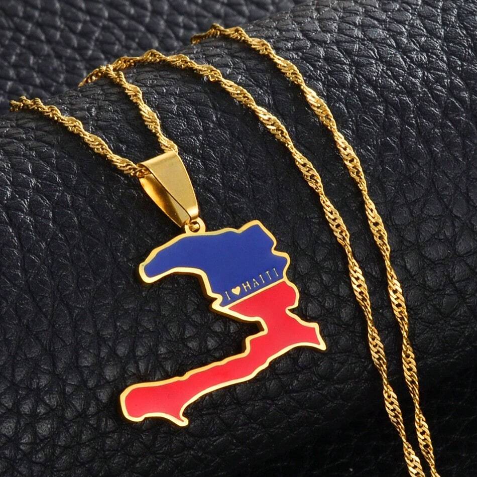 1pc Haiti Map Pendant Necklaces I LOVE HAITI Ayiti Jewelry Haytian Country