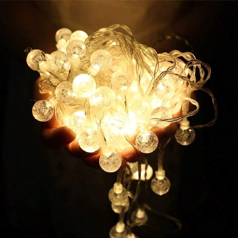 LED Bubble Ball Battery String Lights For Camping Tent Or Festival Atmosphere Decor - Featuring Bubble & Crystal Balls, Indoor/Outdoor Yard Decor Lights