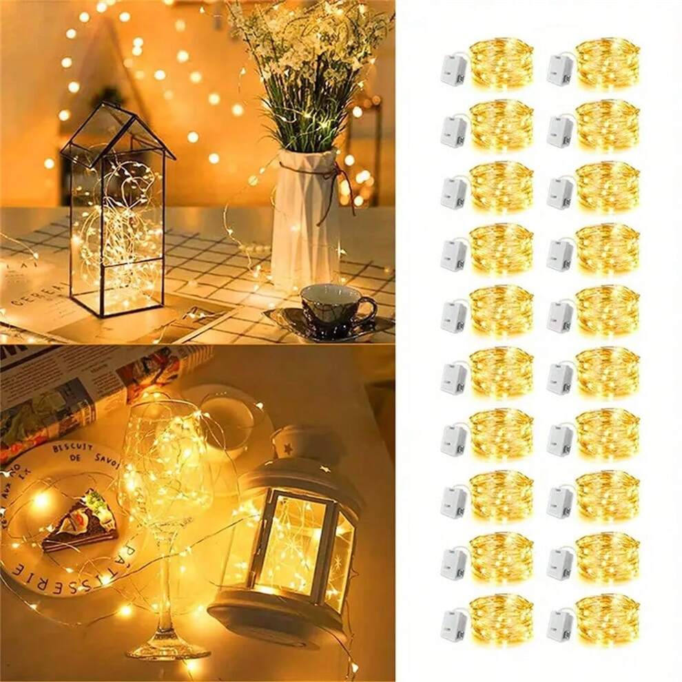 Fairy Tale Lamp - 7ft Battery Operated String Light With 20 LED Mini Firefly Star Lights - Waterproof Wire For DIY Bedroom Decor, Weddings, Parties, Holidays, And Christmas (Flashing)