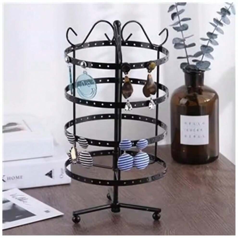 Desktop Jewelry Organizer Stand For Earrings & Ear Studs, Multi-Layer Rotating Iron Display Rack For Home & Boutique