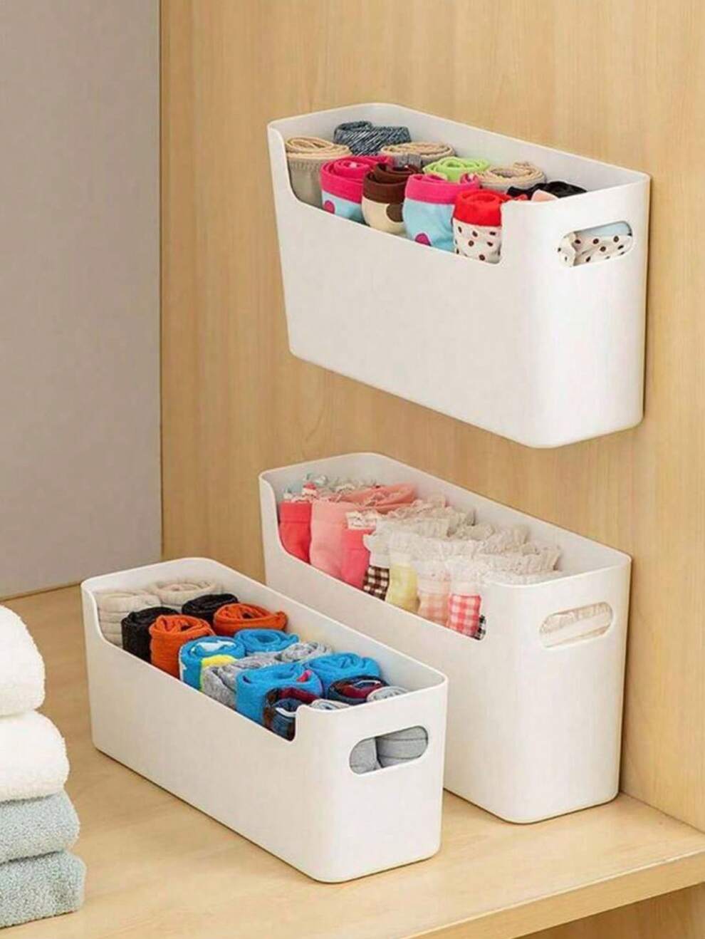 1pcsWall-Mounted Socks & Underwear Organizer Box, Hanging Wardrobe Storage Rack For Undergarments