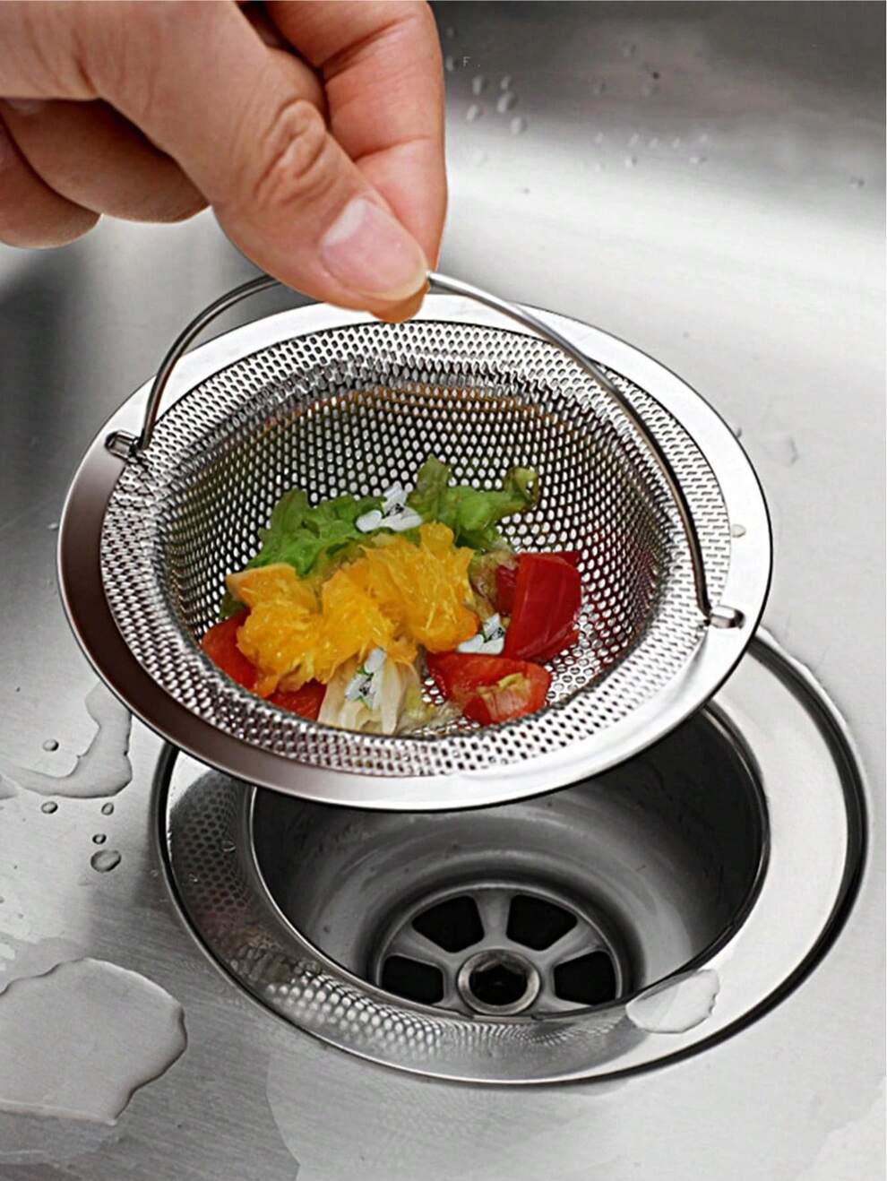 1pc Kitchen Stainless Steel Filter, Dishwashing Basin, Dishwashing Sink, Sewage, Garbage, Anti-Blocking Cover, Slag, Anti-Odor Net Leakage