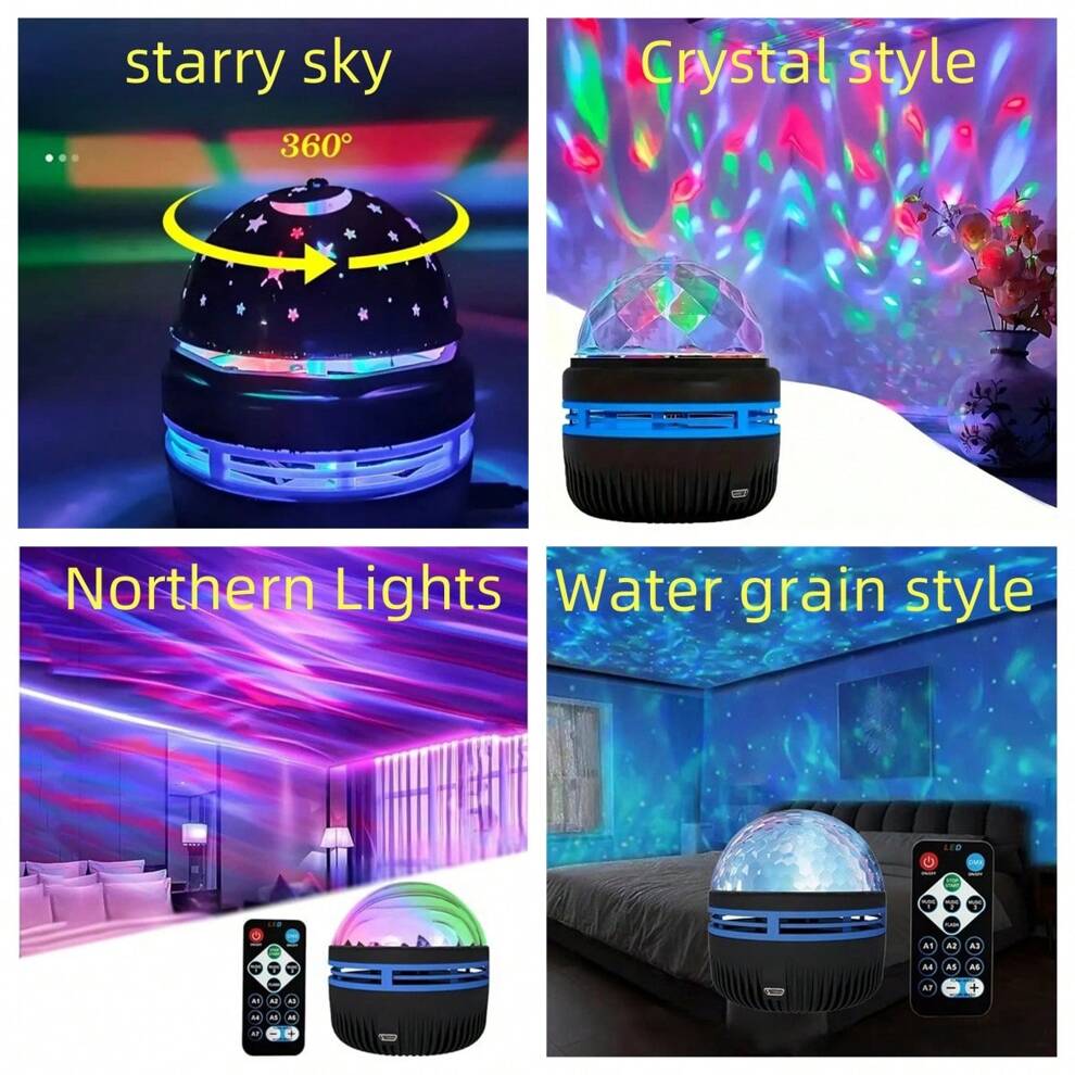 Projection LED Night Light, Colorful Stage Light, Indoor Decorative Atmosphere Projector For Living Room/Bedroom, Gift For Boys & Girls On Holidays/Birthdays, USB Powered