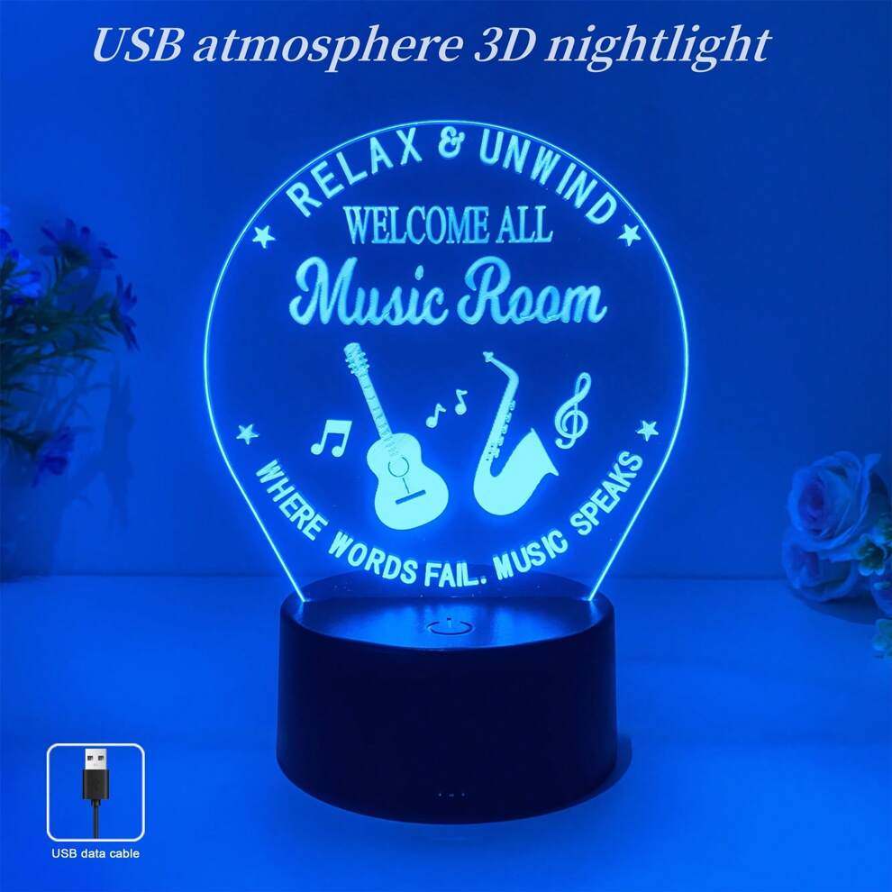 1pc Music Room 3D Creative Night Light, USB Interface Table Lamp For Atmosphere Decoration, Best Gifts For Music Festivals, Back-To-School, Birthdays, Ideal Collectible Table Lamp For Music Lovers, So