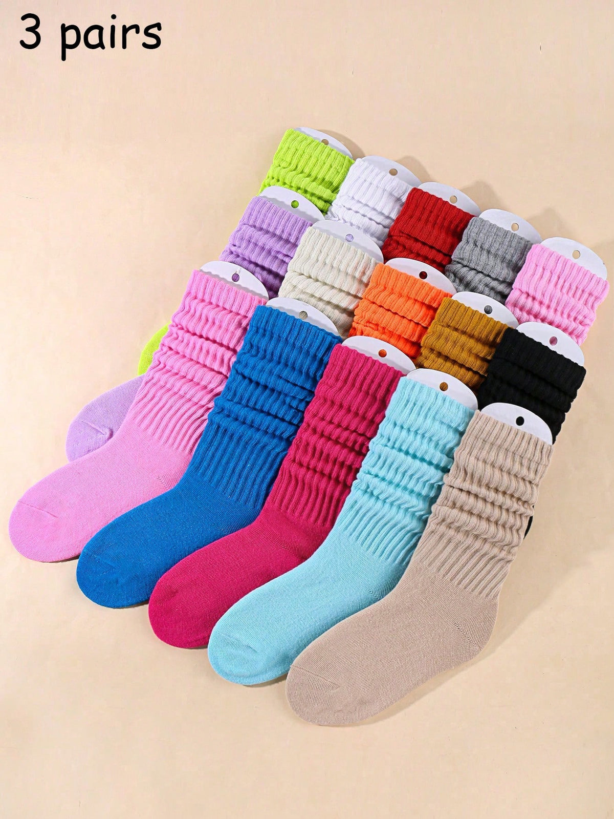 10pairs Women's Random Color Fashionable Bubble Pile Socks, Comfortable, Breathable, Classic, European Style, Knee-High, Casual Scrunch Socks,Long Socks